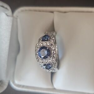 2.50 ct Sapphire Past Present Future Infinity Ring